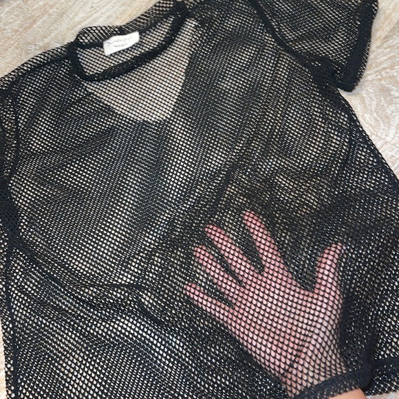 Lavender Field fishnet festival party top black small to medium - Picture 3 of 4